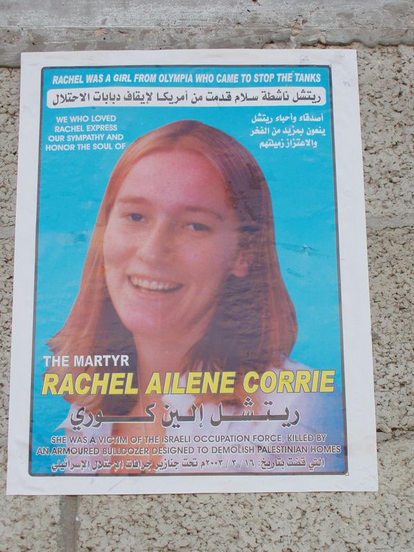 This is one of several posters that were produced to honor the memory of Rachel.