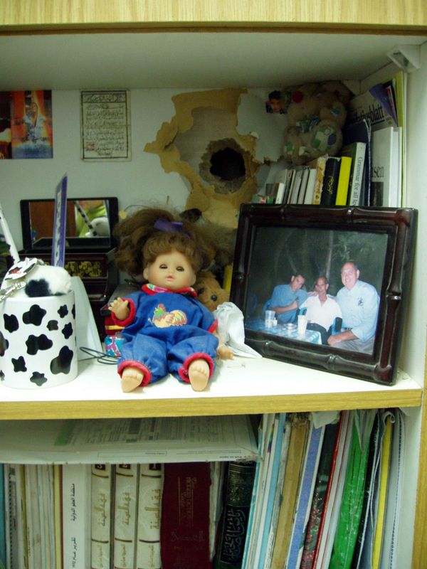 A palestinian girl's room. She was asleep when a bullet passed above her and another under her bed.